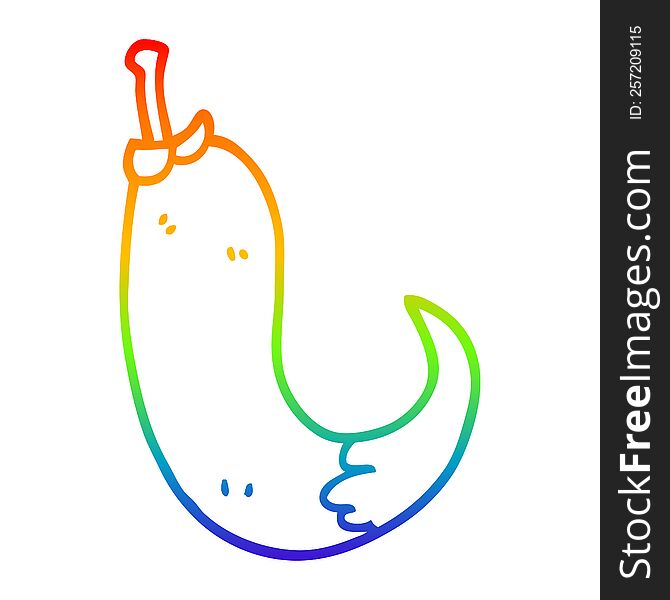 Rainbow Gradient Line Drawing Cartoon Red Hot Chilli Pepper