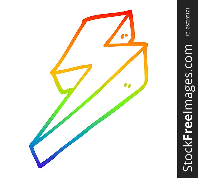 rainbow gradient line drawing of a cartoon thunder bolts