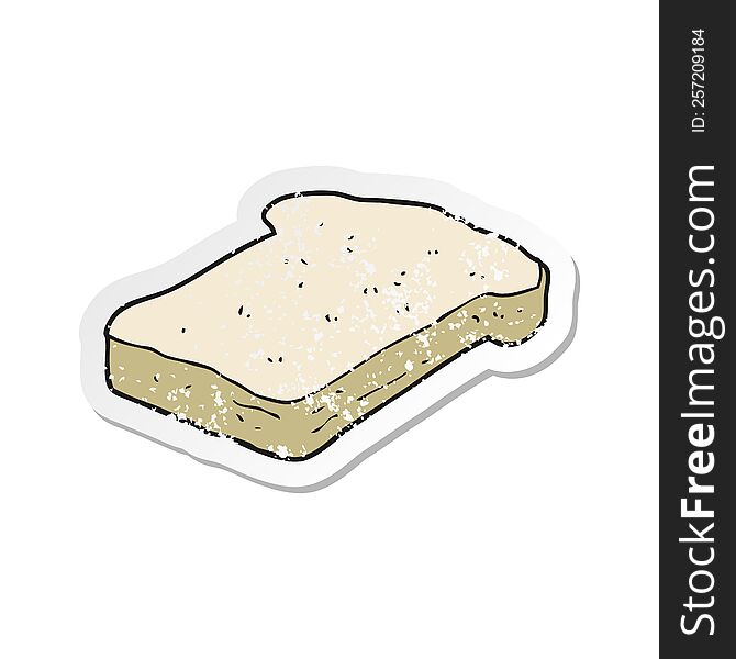 Retro Distressed Sticker Of A Cartoon Bread Slice