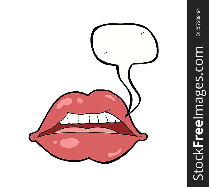 Cartoon Sexy Lips Symbol With Speech Bubble