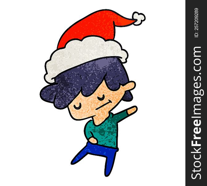 Christmas Textured Cartoon Of Kawaii Boy