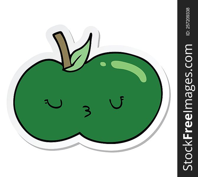 Sticker Of A Cartoon Cute Apple