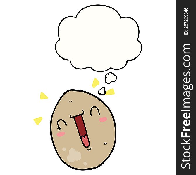 Cartoon Happy Egg And Thought Bubble
