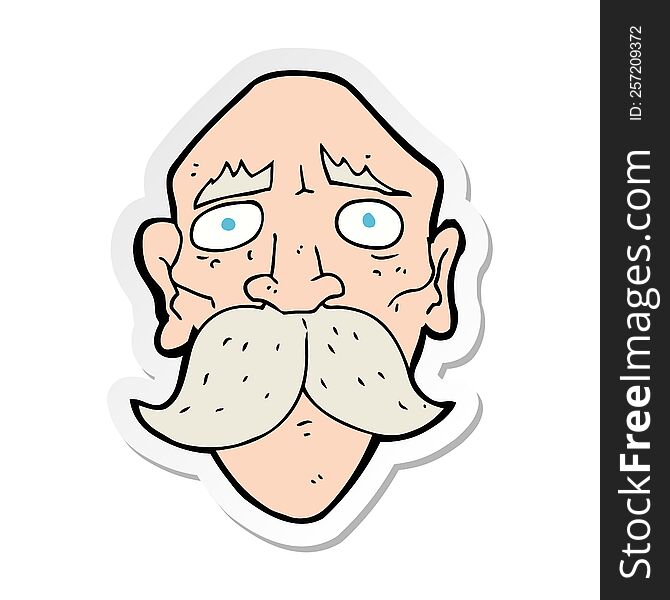 Sticker Of A Cartoon Sad Old Man