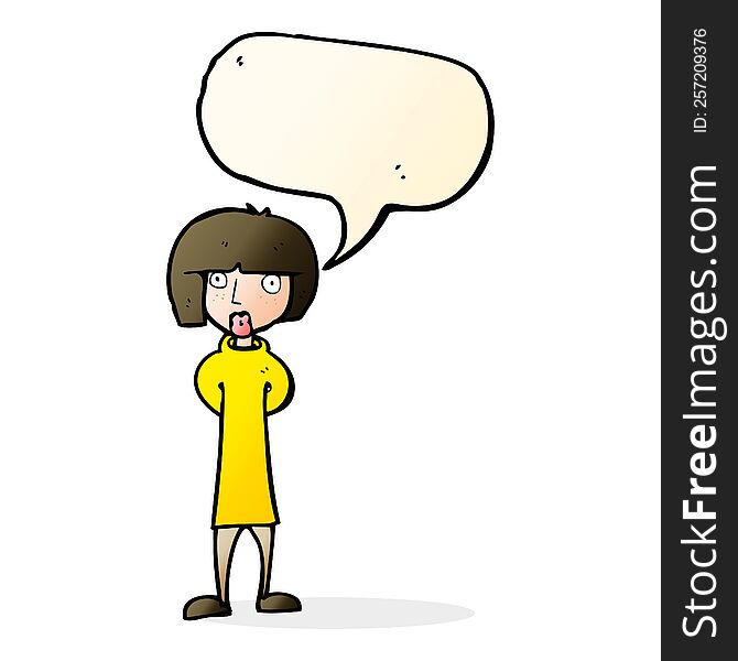 Cartoon Curious Woman With Speech Bubble