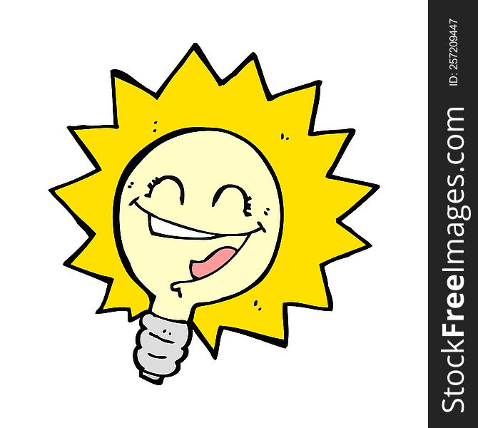 happy light bulb cartoon