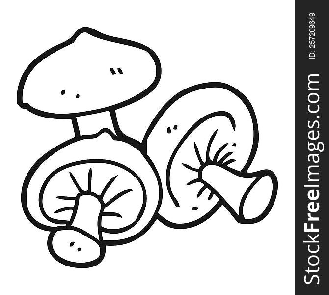 Black And White Cartoon Mushrooms