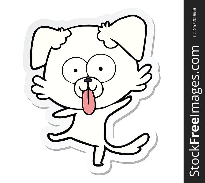 Sticker Of A Funny Cartoon Dancing Dog