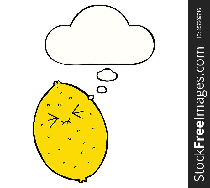 Cartoon Bitter Lemon And Thought Bubble