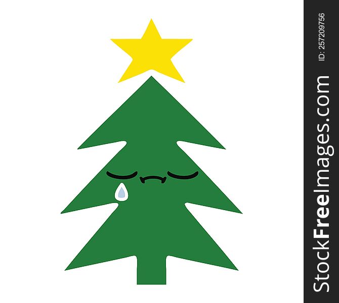flat color retro cartoon of a christmas tree