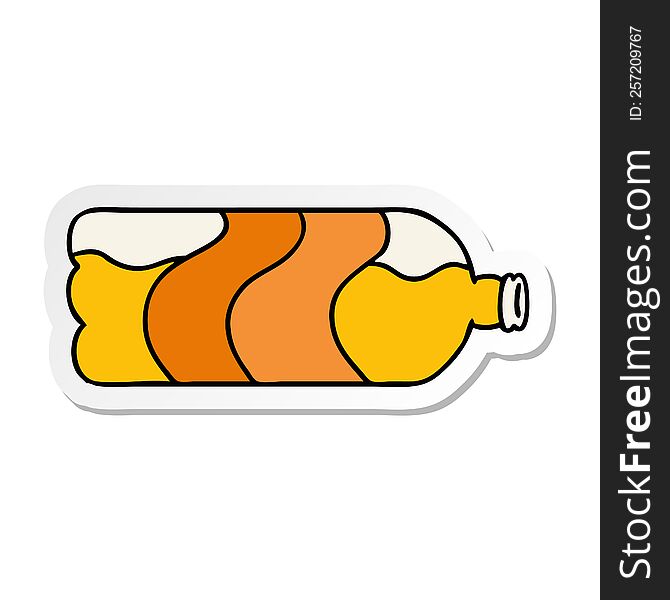 Sticker Cartoon Doodle Of A Soda Bottle