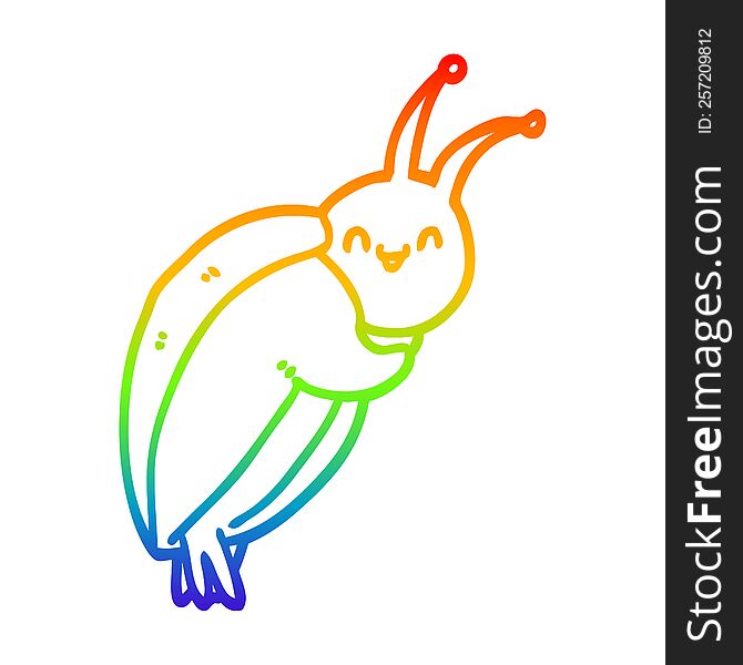 rainbow gradient line drawing of a cute cartoon beetle