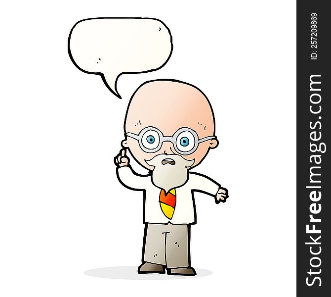 Cartoon Professor With Speech Bubble
