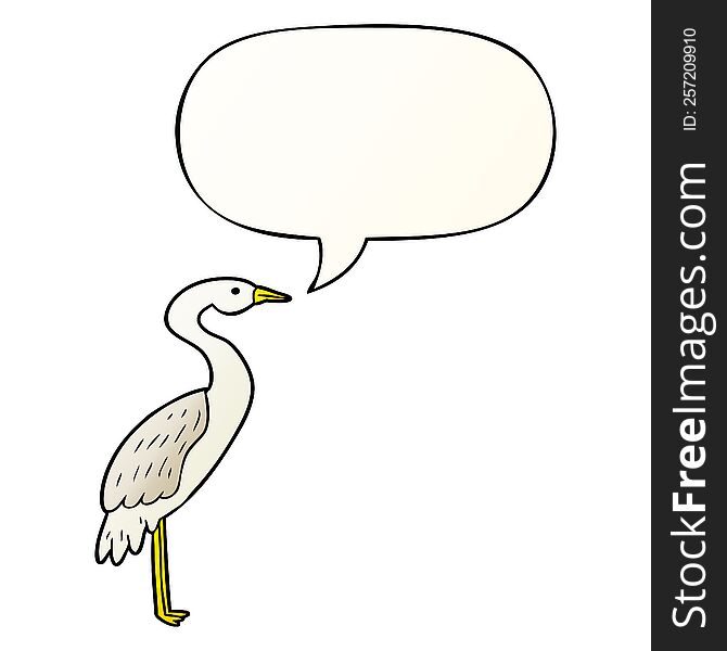 Cartoon Stork And Speech Bubble In Smooth Gradient Style