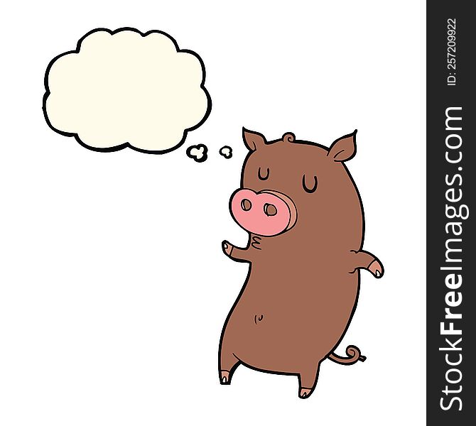 Funny Cartoon Pig With Thought Bubble