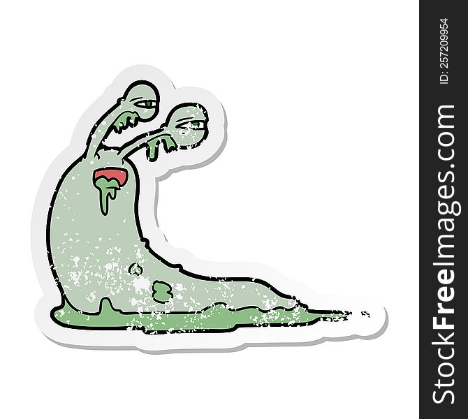 Distressed Sticker Of A Gross Cartoon Slug