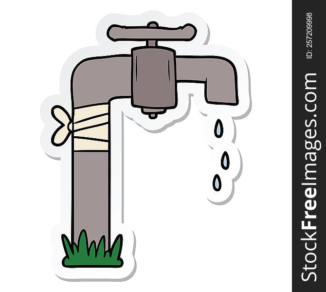 sticker of a cartoon old water tap