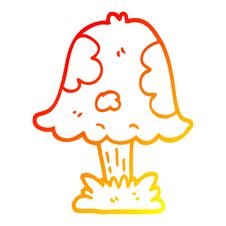Warm Gradient Line Drawing Cartoon Mushroom Stock Images