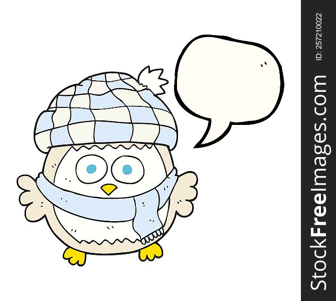 Speech Bubble Cartoon Cute Little Owl