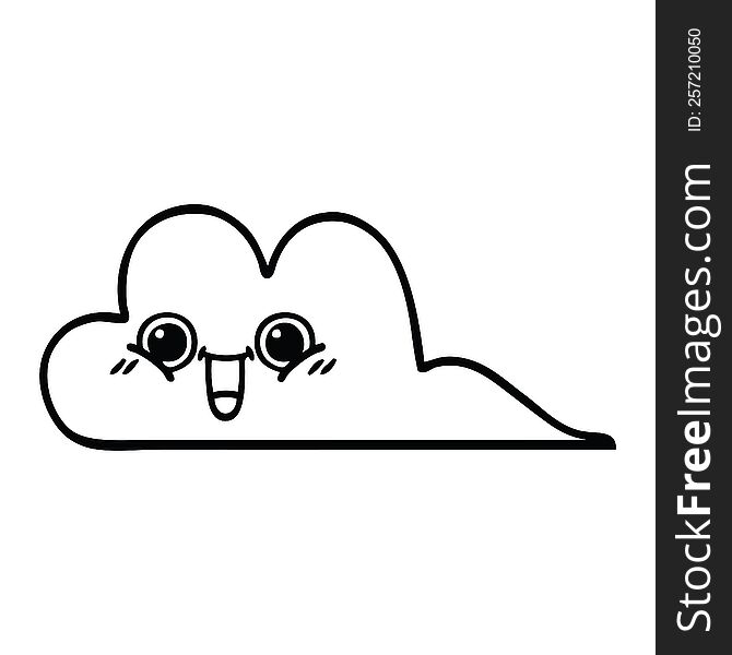 line drawing cartoon of a snow cloud