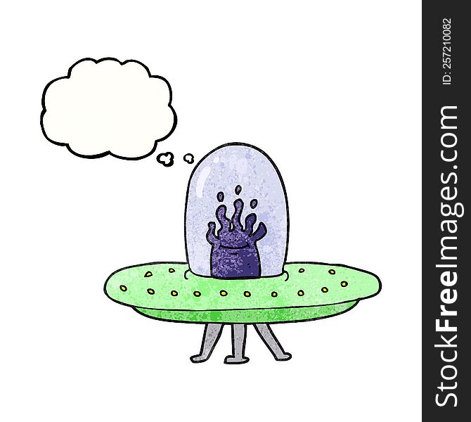 Thought Bubble Textured Cartoon Flying Saucer