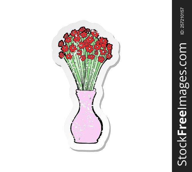 Retro Distressed Sticker Of A Cartoon Flowers In Pot