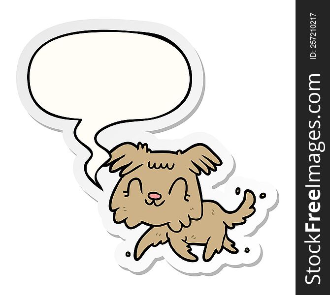 Cartoon Little Dog And Speech Bubble Sticker