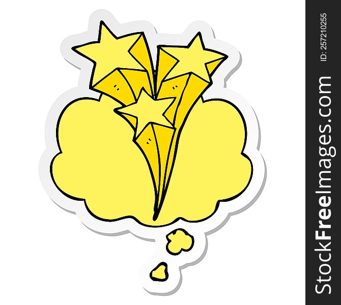 cartoon shooting stars with thought bubble as a printed sticker