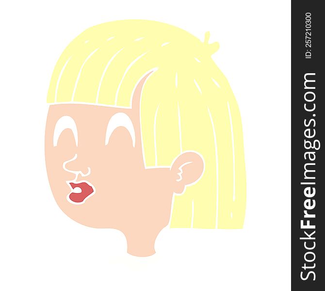 flat color illustration of female face. flat color illustration of female face