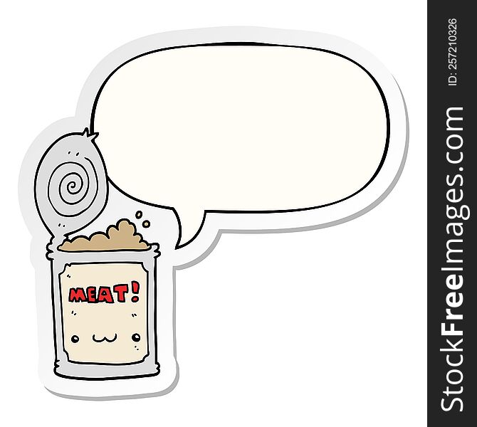 Cartoon Canned Food And Speech Bubble Sticker