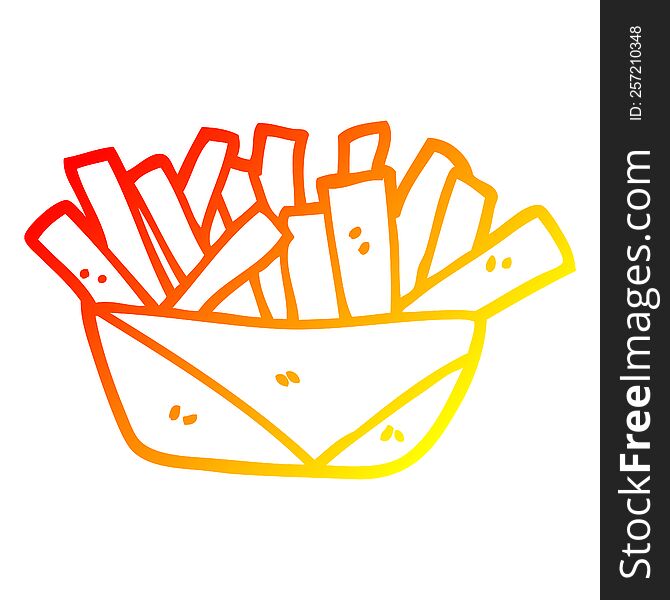 Warm Gradient Line Drawing Cartoon French Fries