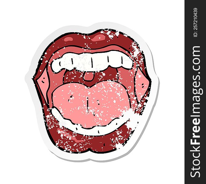 Retro Distressed Sticker Of A Cartoon Mouth