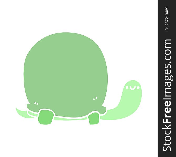Cute Flat Color Style Cartoon Tortoise