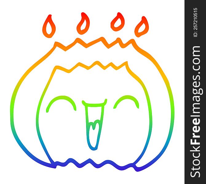 Rainbow Gradient Line Drawing Cartoon Flame