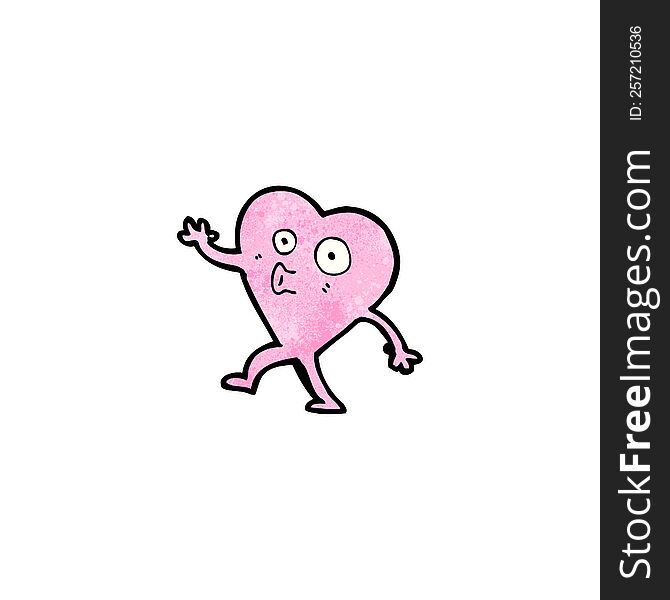 funny pink heart cartoon character