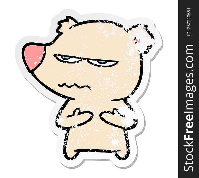 Distressed Sticker Of A Annoyed Bear Cartoon