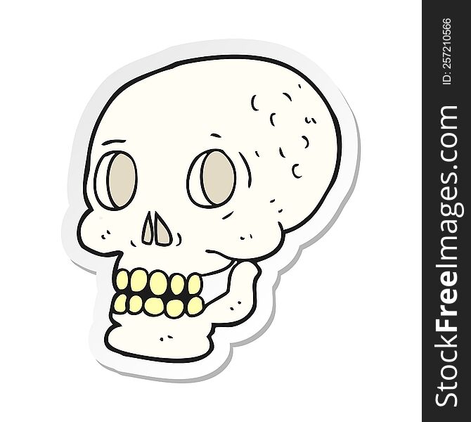 sticker of a cartoon halloween skull