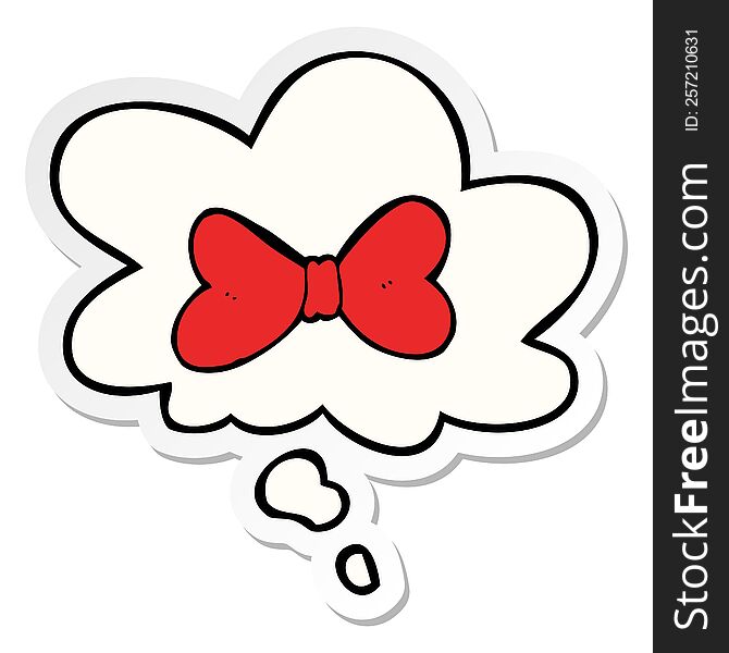 Cartoon Bow Tie And Thought Bubble As A Printed Sticker