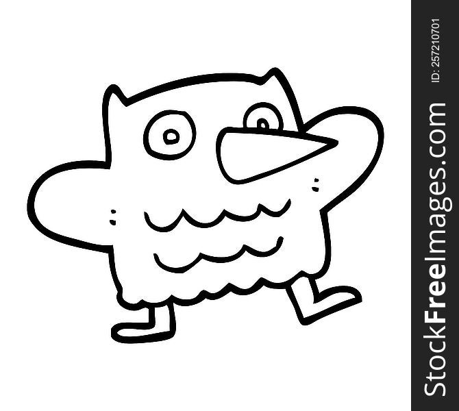 Funny Line Drawing Cartoon Owl