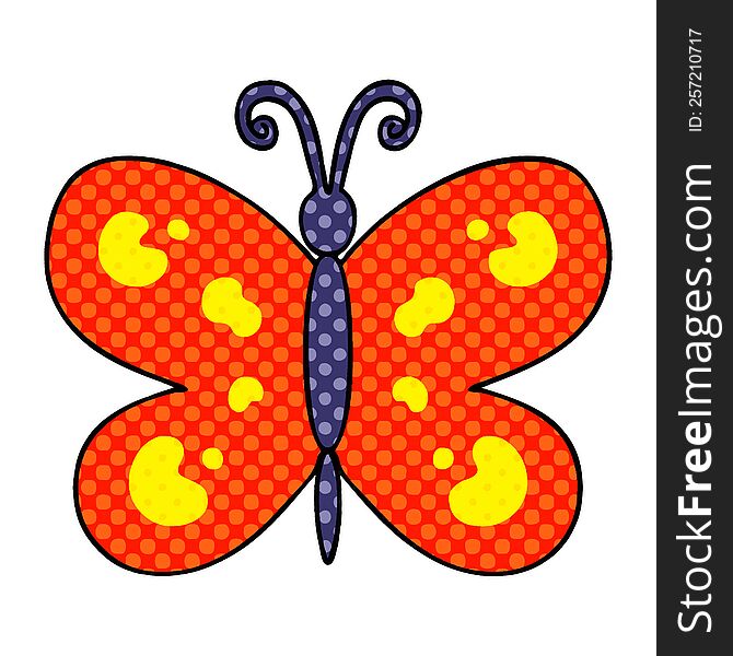 Quirky Comic Book Style Cartoon Butterfly