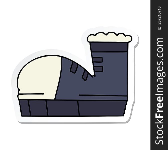 sticker of a quirky hand drawn cartoon sneaker