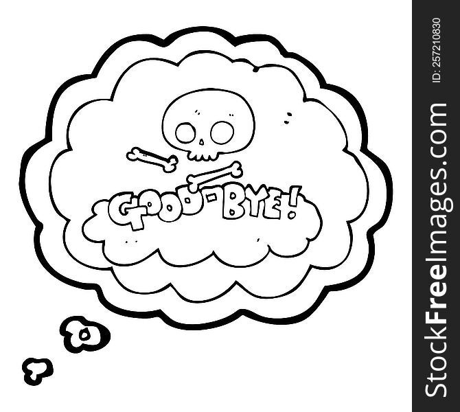 freehand drawn thought bubble cartoon good-bye symbol