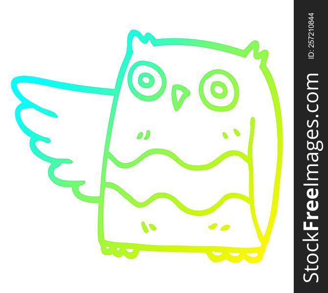 Cold Gradient Line Drawing Cartoon Happy Owl
