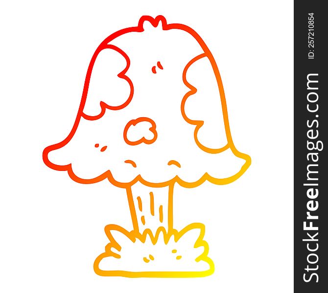 warm gradient line drawing cartoon mushroom