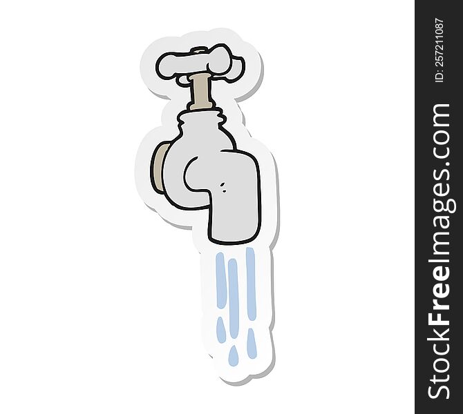sticker of a cartoon running faucet
