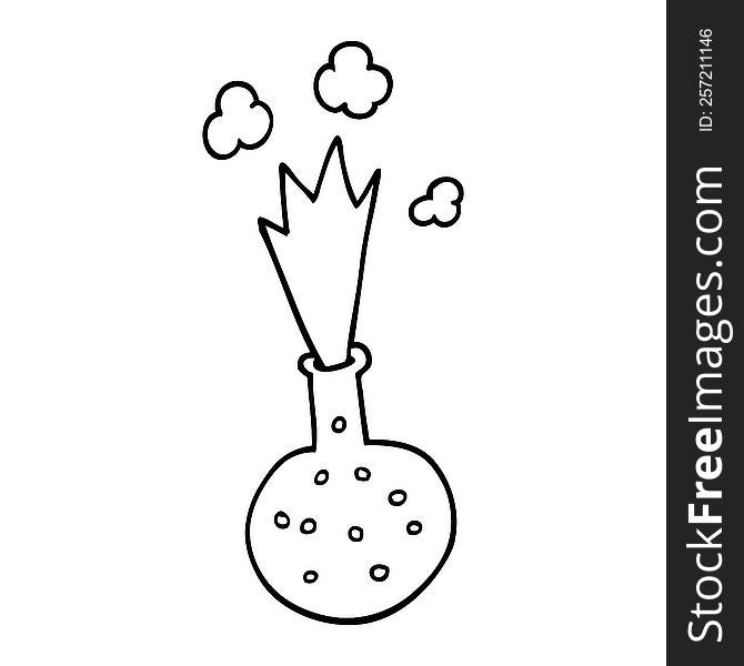 line drawing cartoon of a explosive chemical