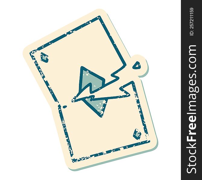 iconic distressed sticker tattoo style image of a torn card. iconic distressed sticker tattoo style image of a torn card