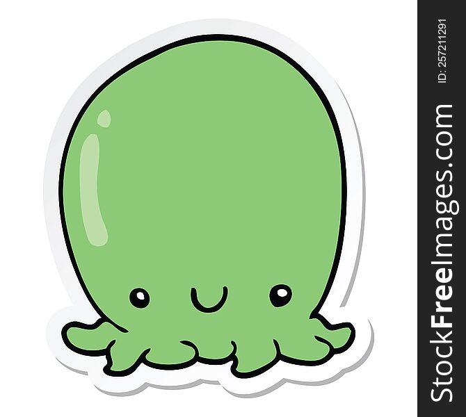 sticker of a cute cartoon octopus