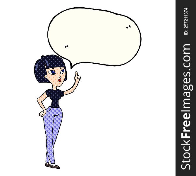 freehand drawn comic book speech bubble cartoon woman asking question