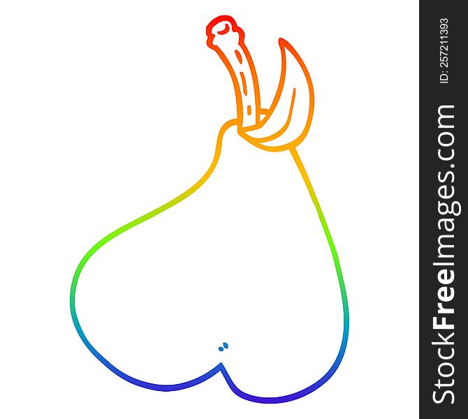 Rainbow Gradient Line Drawing Cartoon Healthy Pear